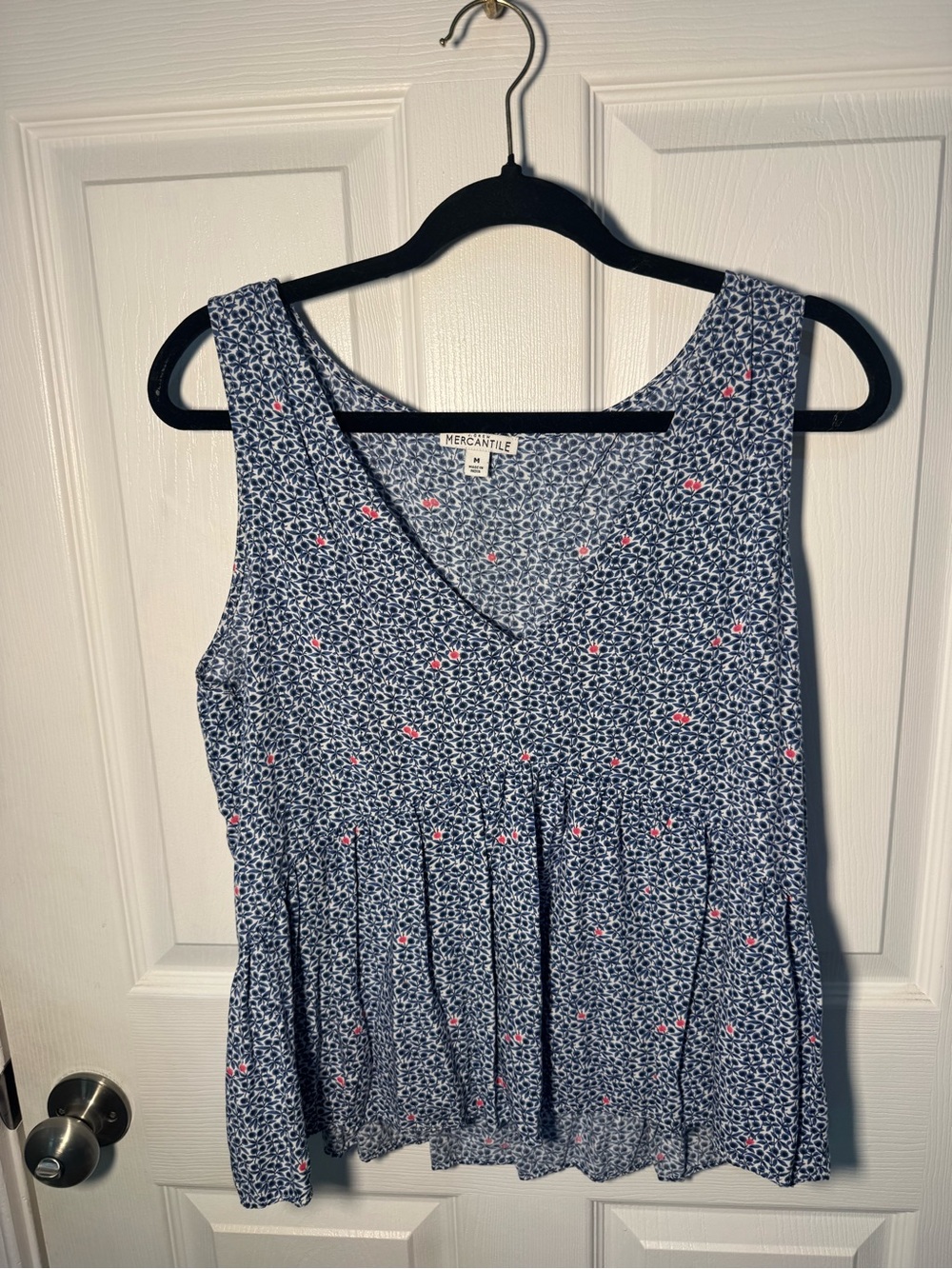 J. Crew Navy Floral Sleeveless Peplum Top